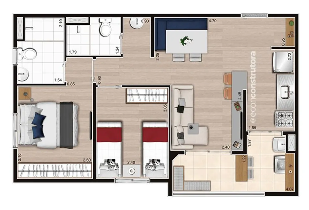 Apartamento, 2 quartos, 47 m² - Foto 9