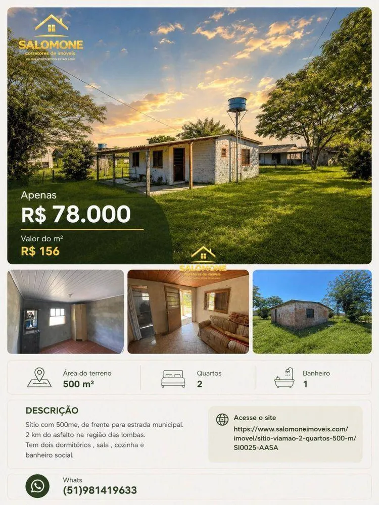 Sítio, 2 quartos, 500 m² - Foto 1
