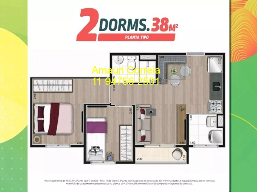 Apartamento à venda com 2 quartos, 37m² - Foto 3