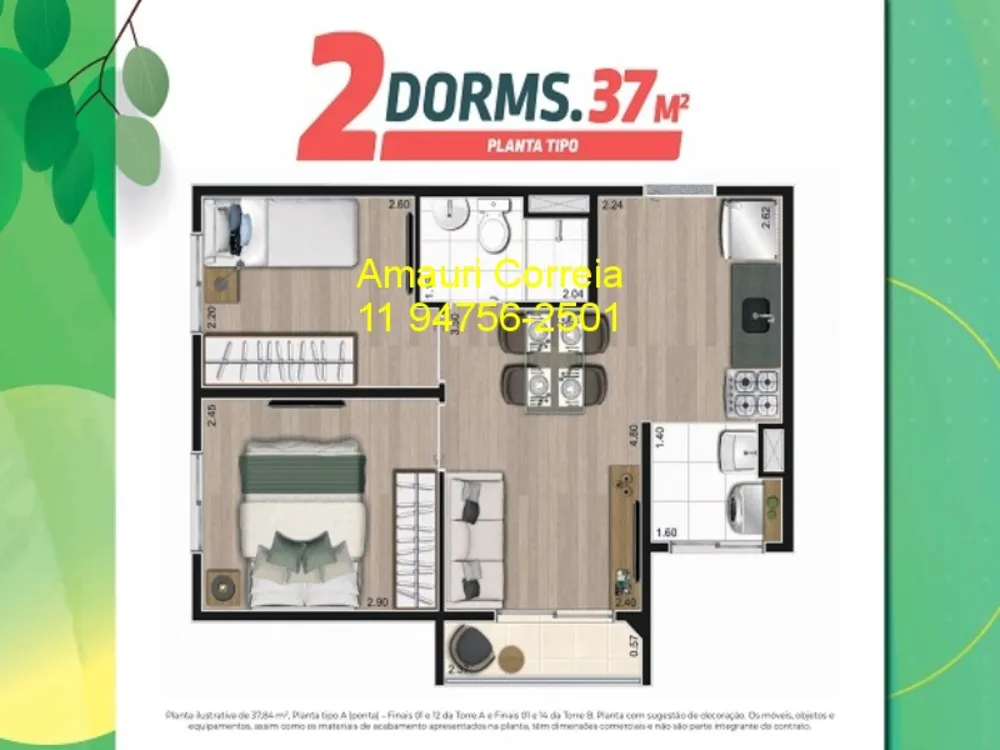 Apartamento, 2 quartos, 37 m² - Foto 2