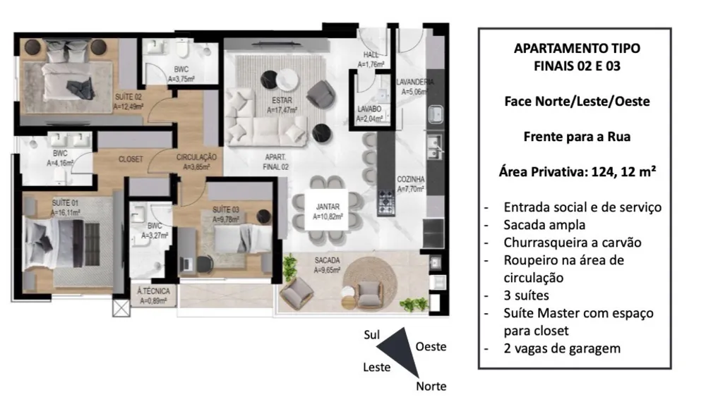 Apartamento, 3 quartos, 124 m² - Foto 8