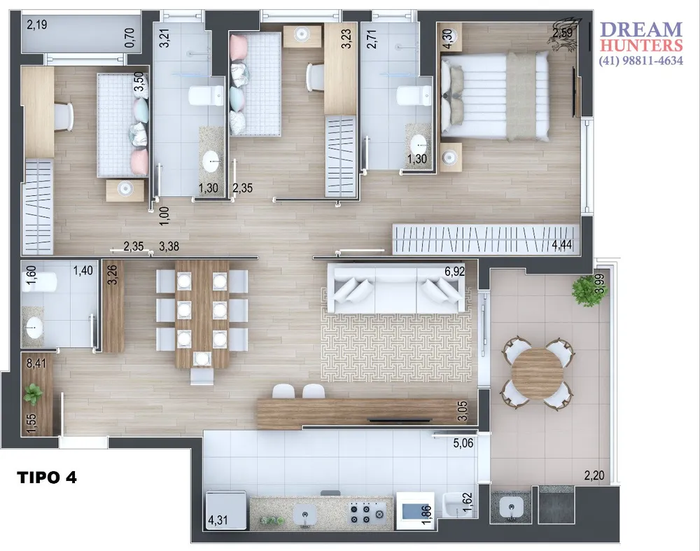 Apartamento, 3 quartos, 100 m² - Foto 2