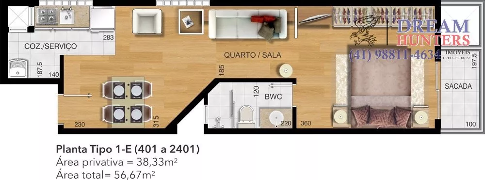 Apartamento, 1 quarto, 38 m² - Foto 2