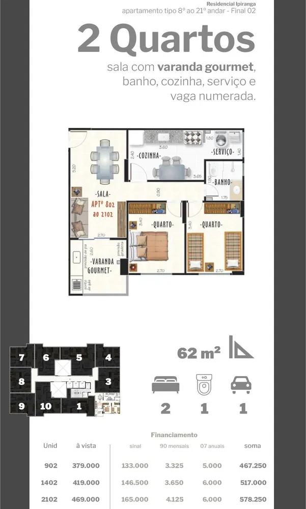 Apartamento, 2 quartos, 62 m² - Foto 16