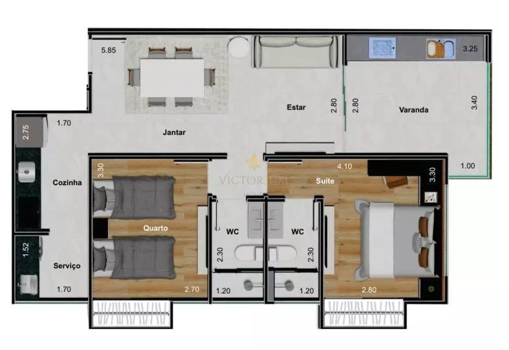 Apartamento à venda com 2 quartos, 68m² - Foto 6