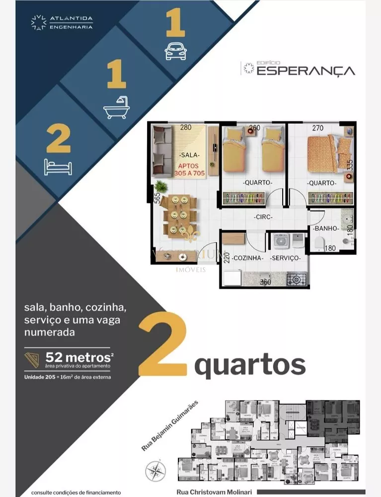 Apartamento à venda com 2 quartos, 52m² - Foto 2