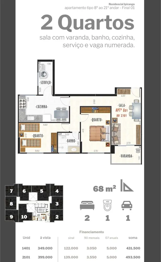 Apartamento, 2 quartos, 68 m² - Foto 11
