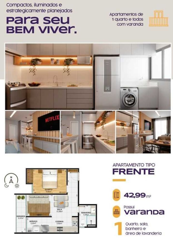 Apartamento, 1 quarto, 35 m² - Foto 3