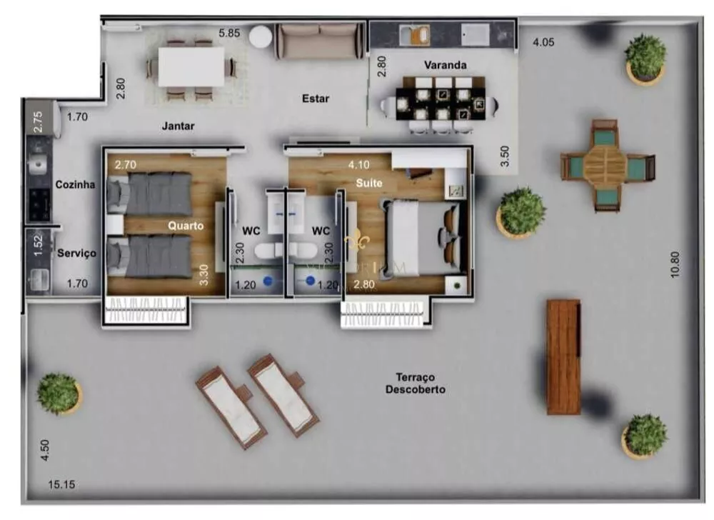 Apartamento à venda com 2 quartos, 132m² - Foto 1