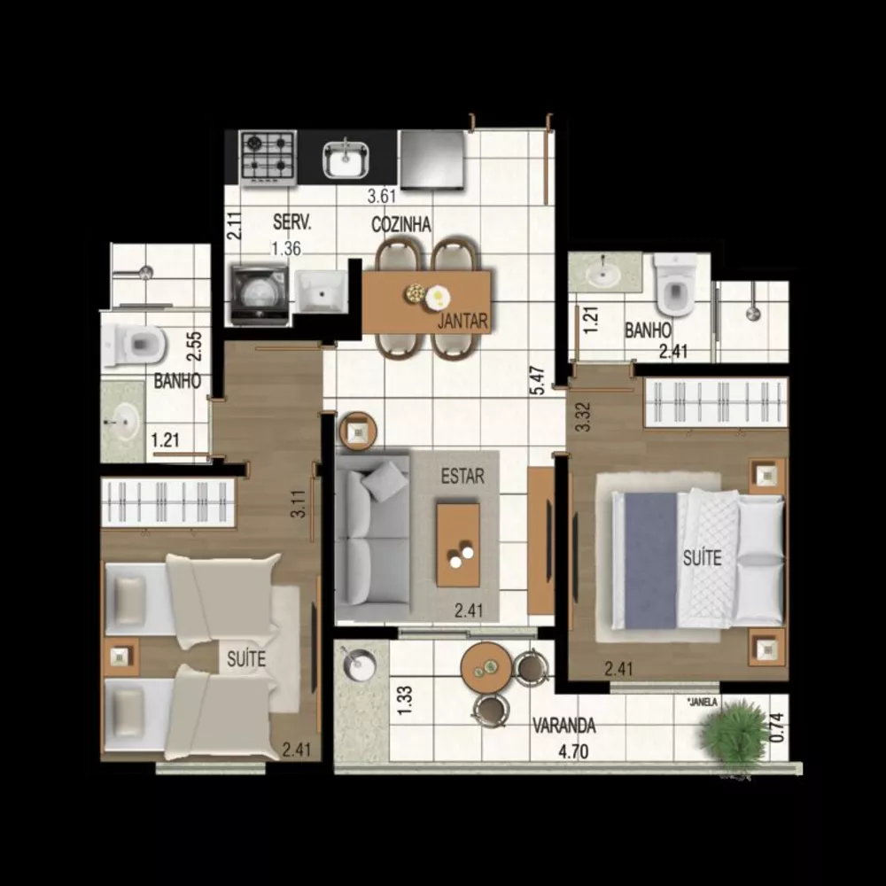 Apartamento, 2 quartos, 44 m² - Foto 13