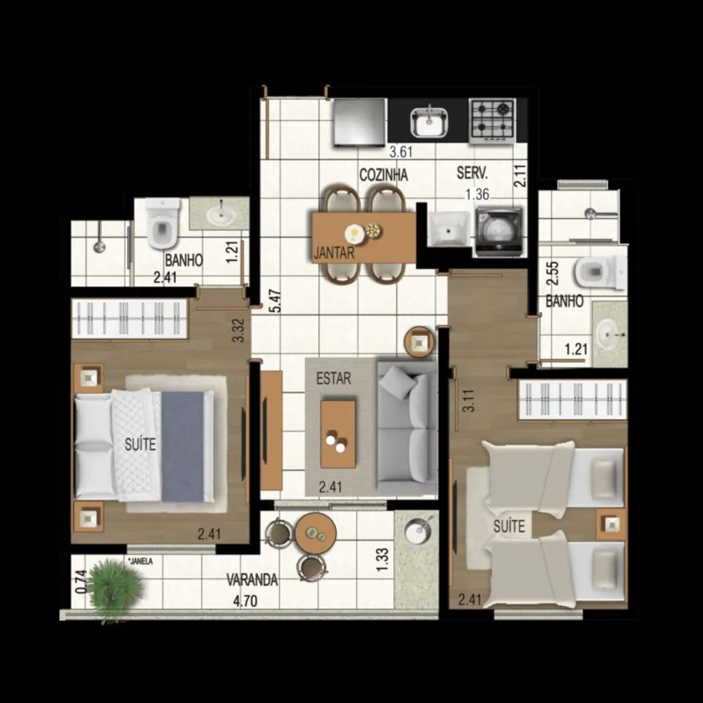 Apartamento, 2 quartos, 44 m² - Foto 14