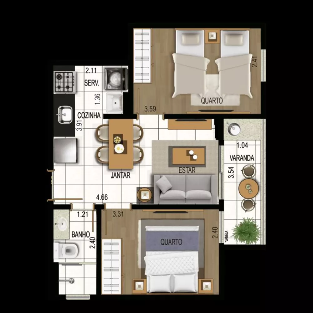 Apartamento, 2 quartos, 44 m² - Foto 17