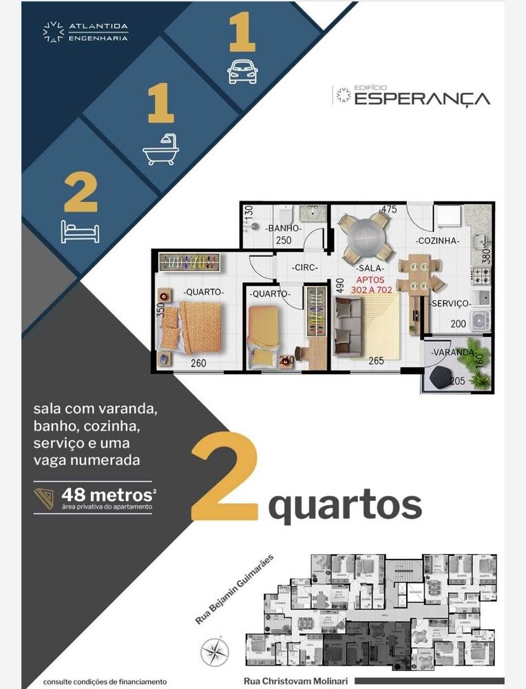 Apartamento, 2 quartos, 48 m² - Foto 1