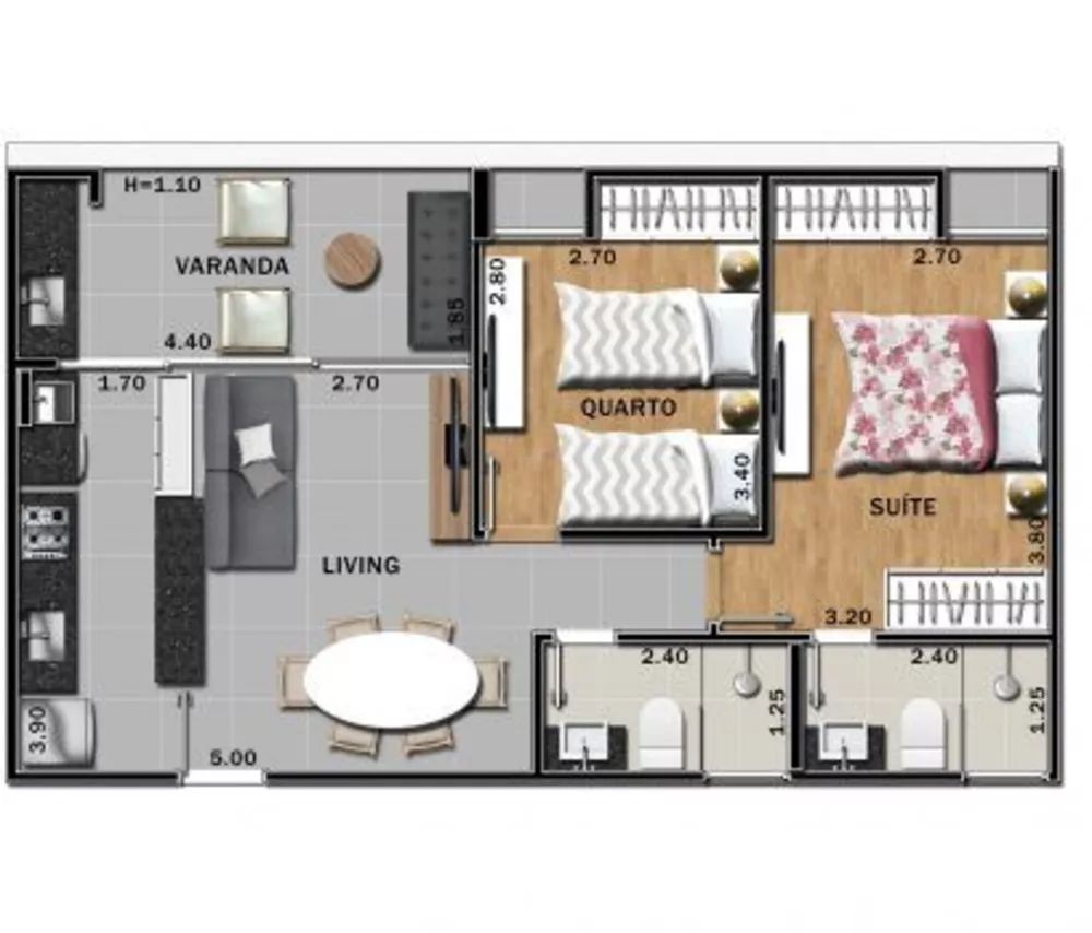 Apartamento, 2 quartos, 60 m² - Foto 2