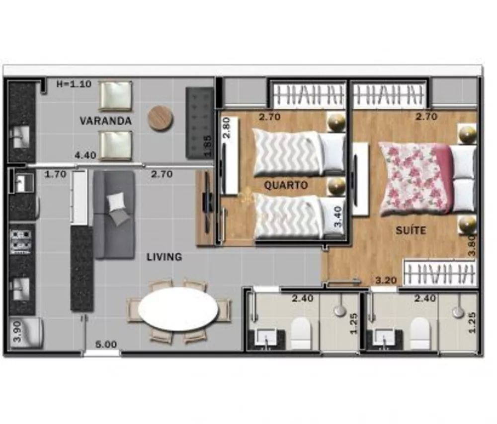 Apartamento à venda com 2 quartos, 60m² - Foto 5