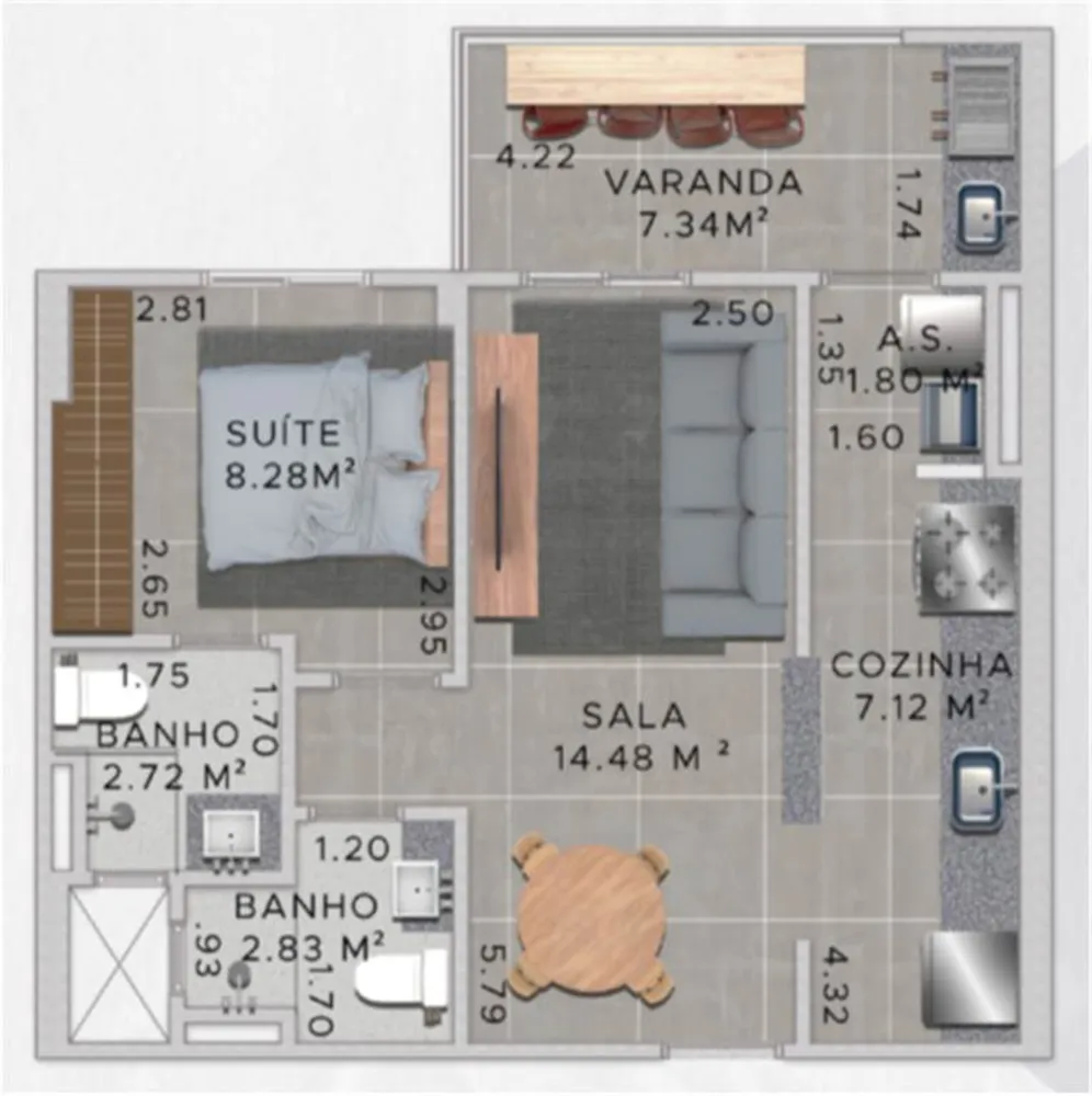Apartamento, 1 quarto, 53 m² - Foto 15