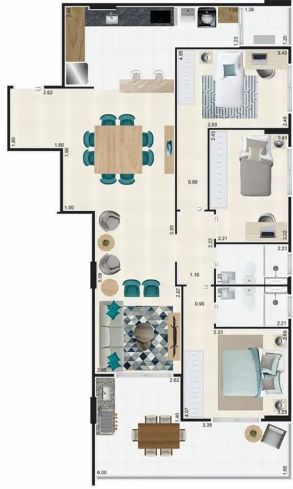 Apartamento, 3 quartos, 102 m² - Foto 2