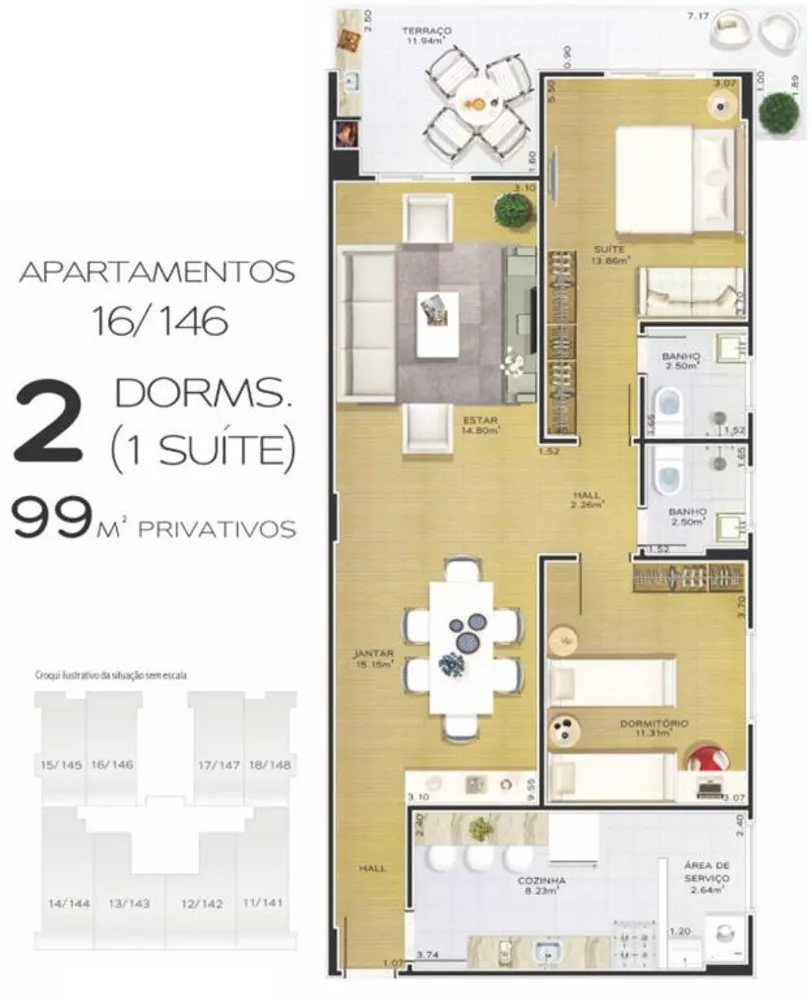 Apartamento à venda com 2 quartos, 100m² - Foto 2