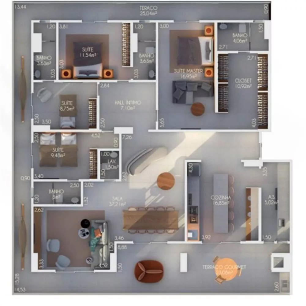 Apartamento à venda com 4 quartos, 218m² - Foto 2