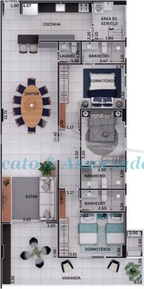 Apartamento à venda com 3 quartos, 124m² - Foto 3