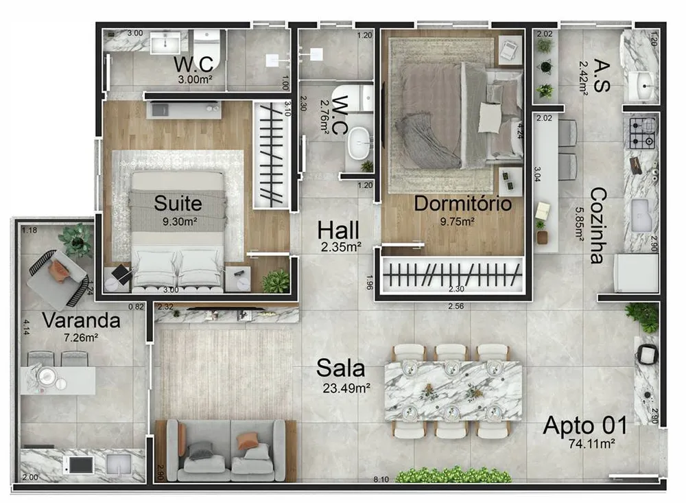 Apartamento, 2 quartos, 74 m² - Foto 12