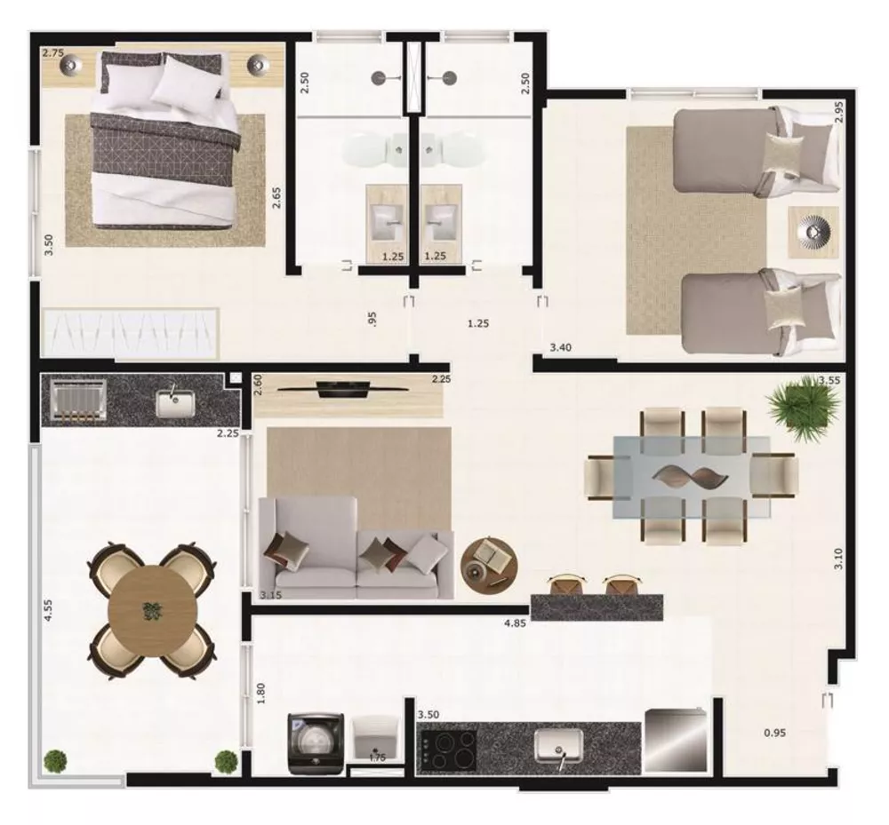 Apartamento, 2 quartos, 77 m² - Foto 1