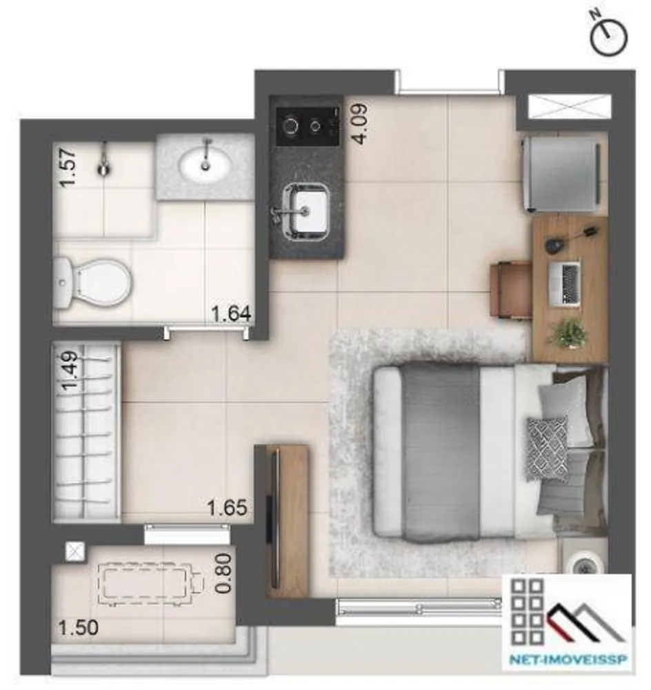 Kitnet-Studio, 28 m² - Foto 8