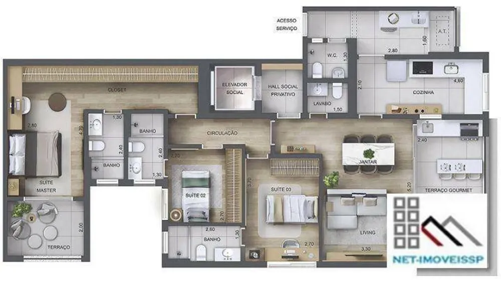 Apartamento, 3 quartos, 126 m² - Foto 1
