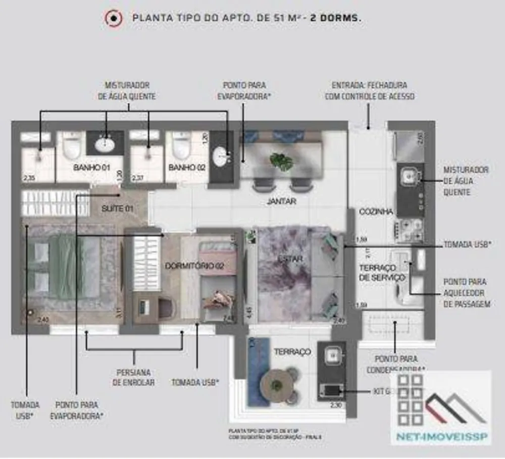 Apartamento, 2 quartos, 51 m² - Foto 7