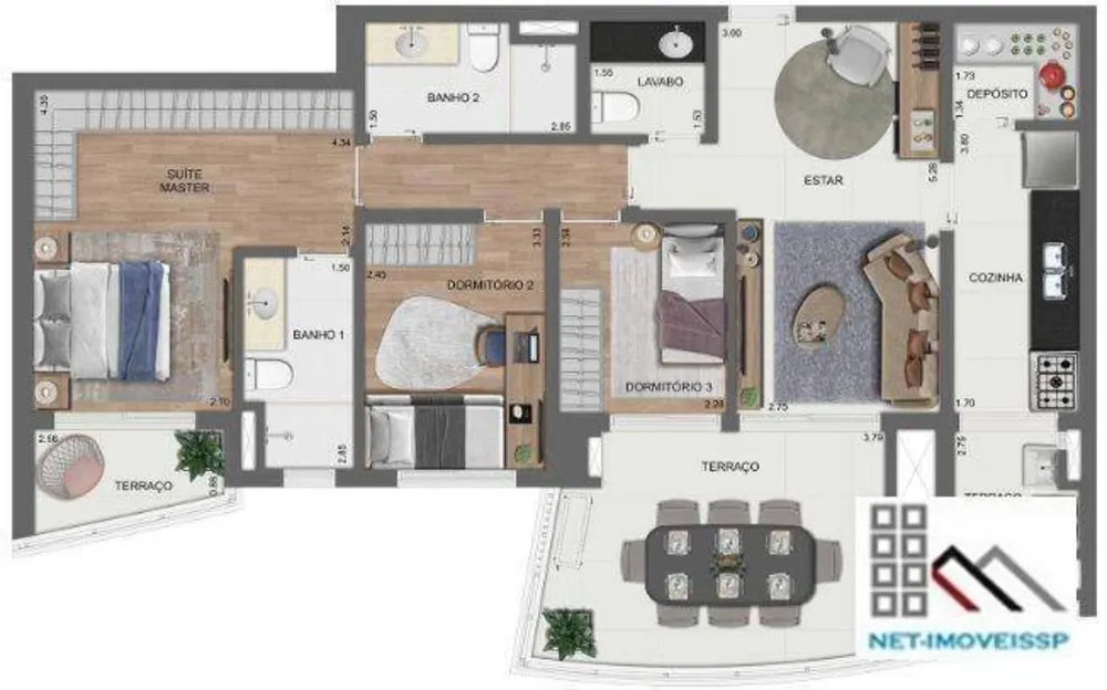 Apartamento, 3 quartos, 107 m² - Foto 1