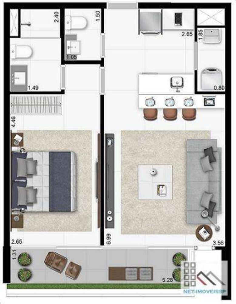 Apartamento, 1 quarto, 56 m² - Foto 1