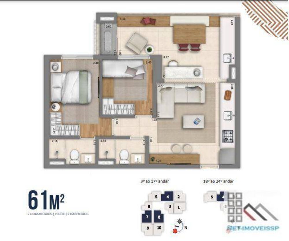 Apartamento, 2 quartos, 61 m² - Foto 7