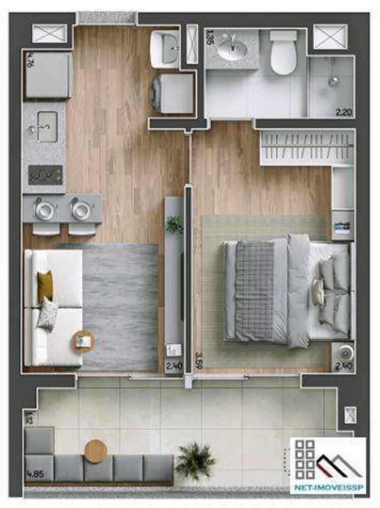Apartamento, 1 quarto, 36 m² - Foto 9