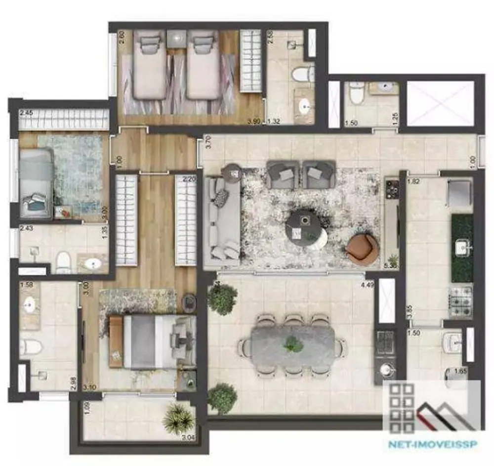 Apartamento, 3 quartos, 122 m² - Foto 1