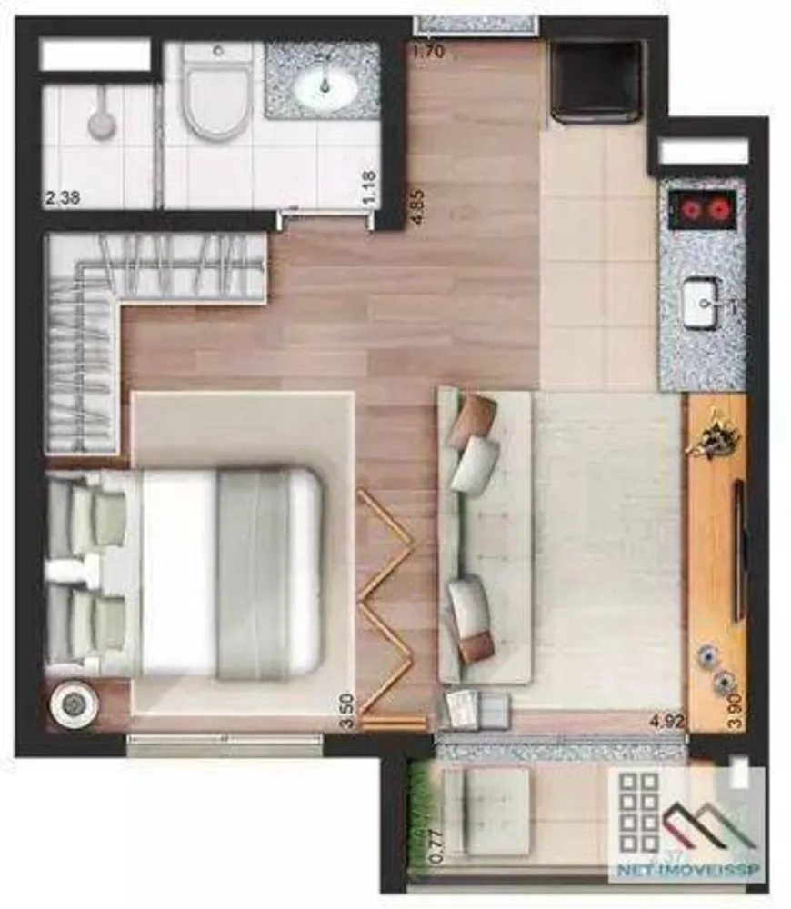 Kitnet-Studio, 28 m² - Foto 2