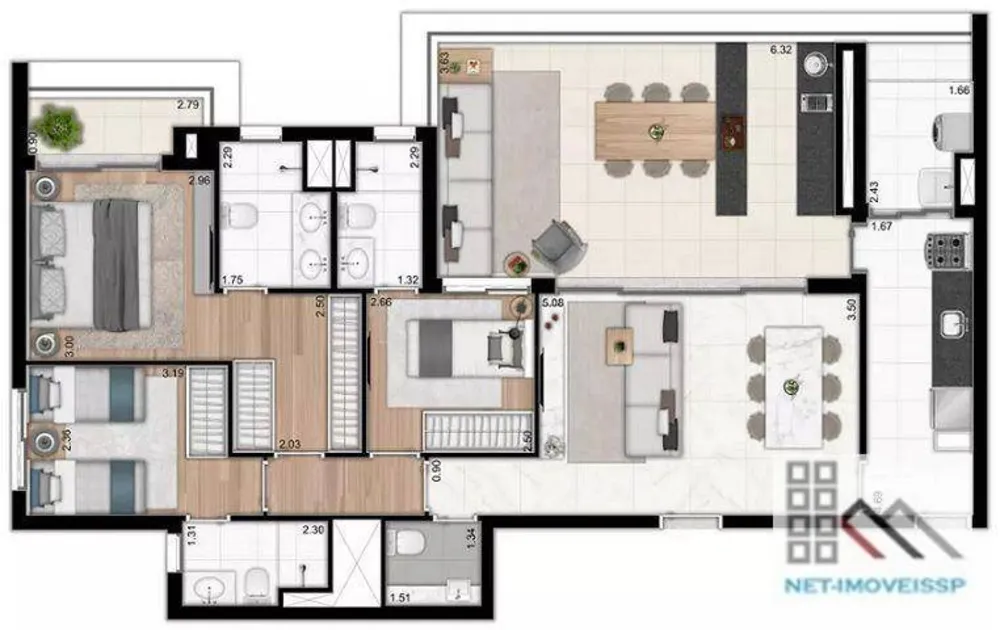 Apartamento, 2 quartos, 120 m² - Foto 3