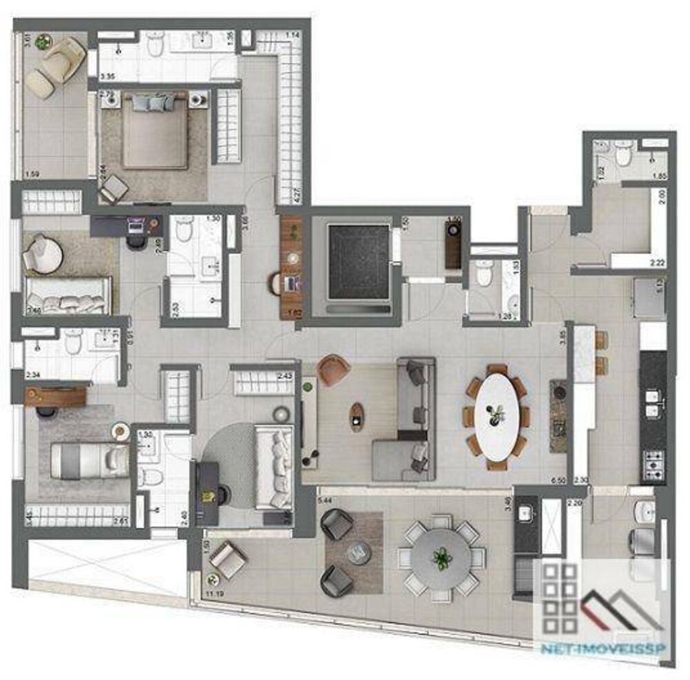 Apartamento, 3 quartos, 189 m² - Foto 1