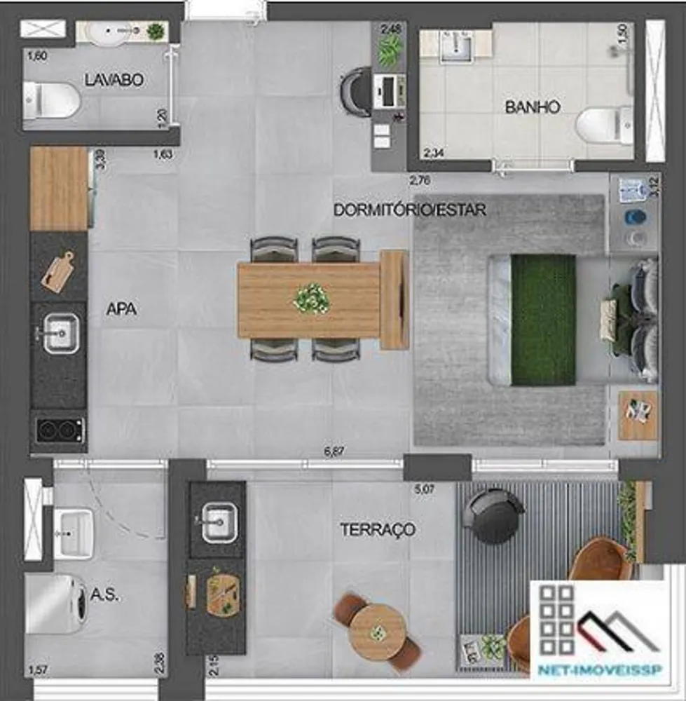 Apartamento, 1 quarto, 50 m² - Foto 1