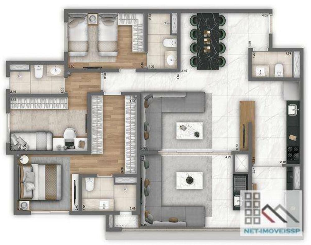 Apartamento à venda com 3 quartos, 121m² - Foto 3