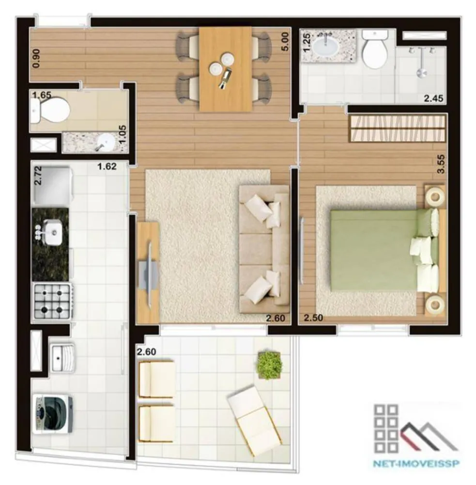 Apartamento, 1 quarto, 46 m² - Foto 3