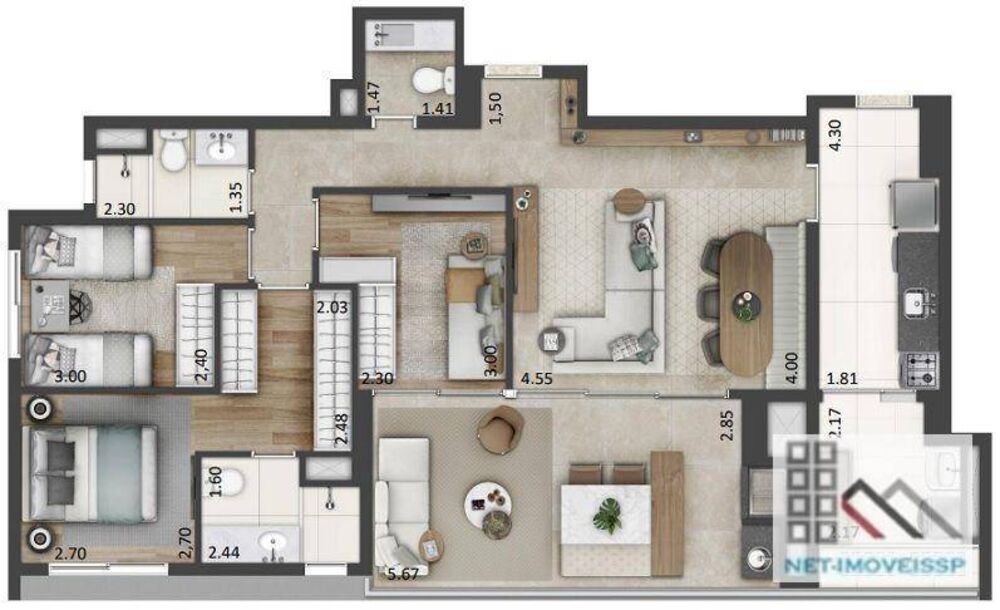 Apartamento, 3 quartos, 110 m² - Foto 3