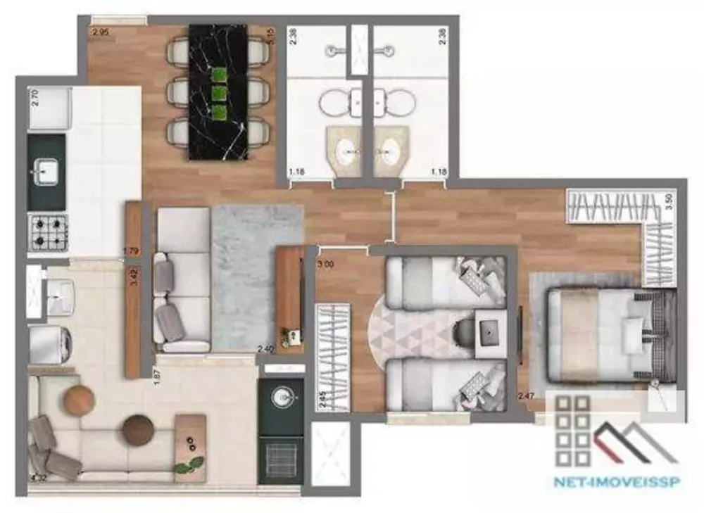 Apartamento à venda com 2 quartos, 60m² - Foto 1