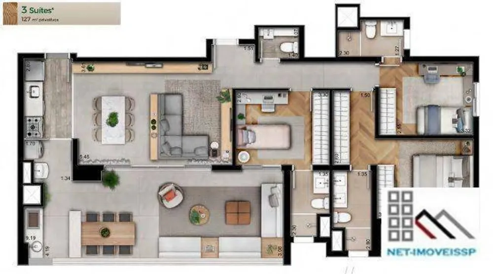 Apartamento, 3 quartos, 127 m² - Foto 3