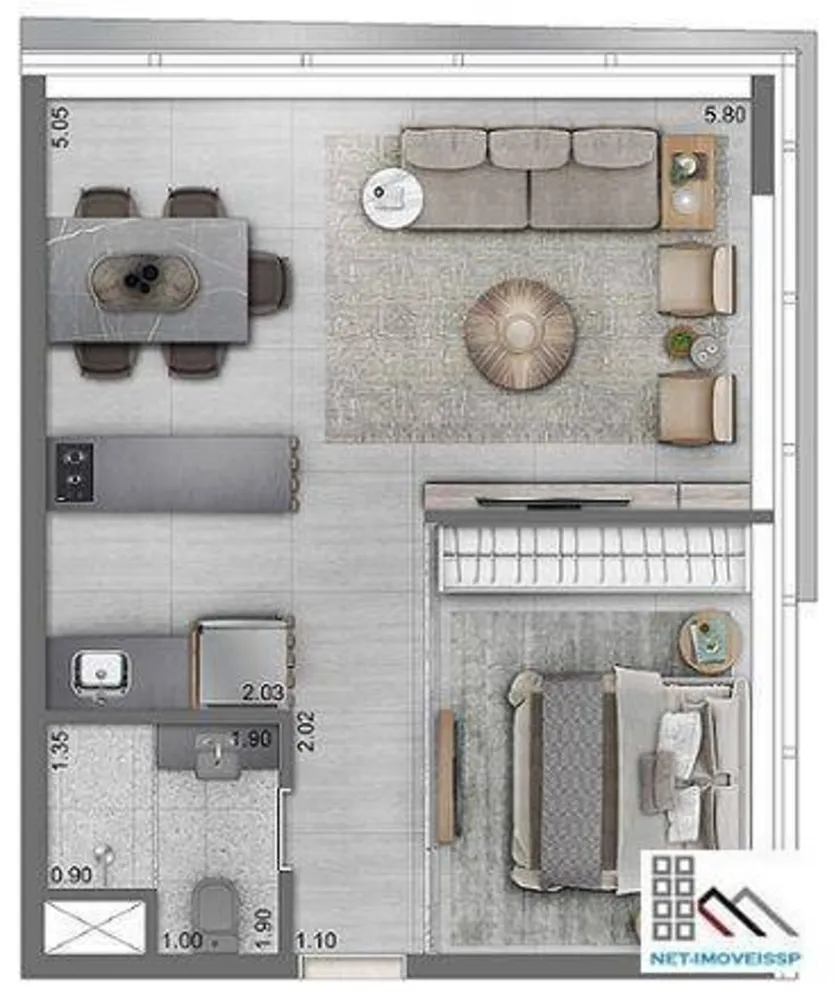 Apartamento, 1 quarto, 46 m² - Foto 5