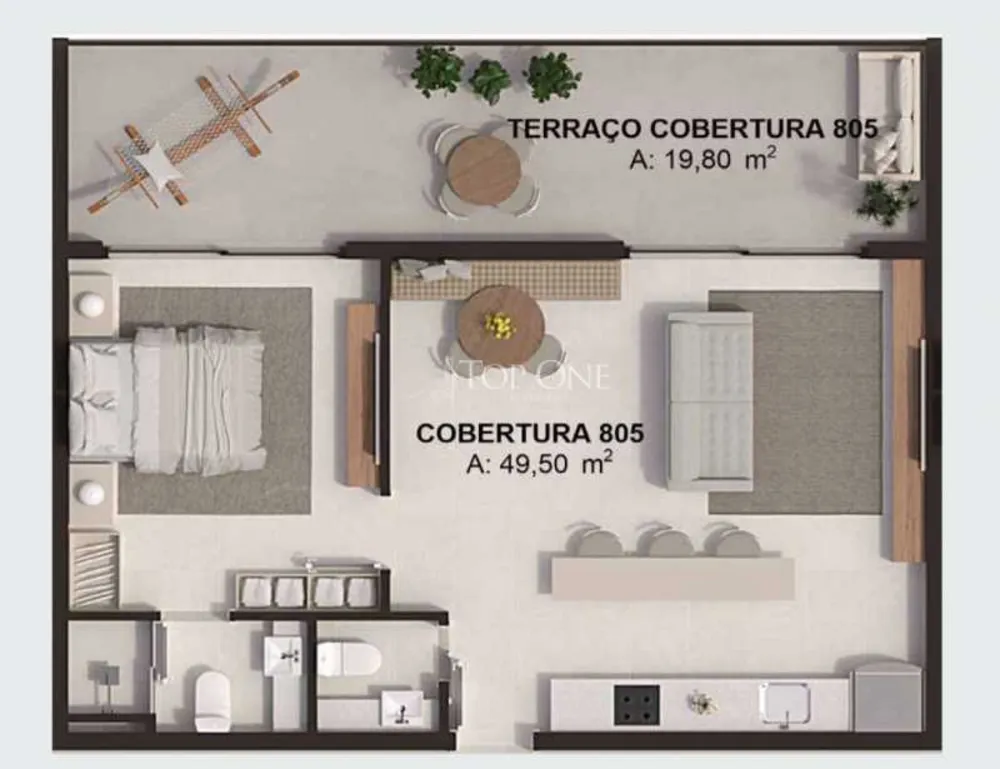 Cobertura, 1 quarto, 49 m² - Foto 2