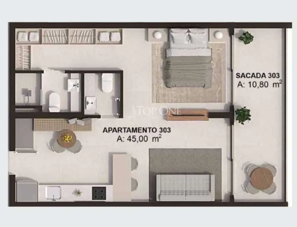 Apartamento, 1 quarto, 45 m² - Foto 1