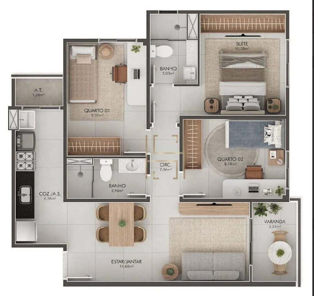 Apartamento, 3 quartos, 50 m² - Foto 9