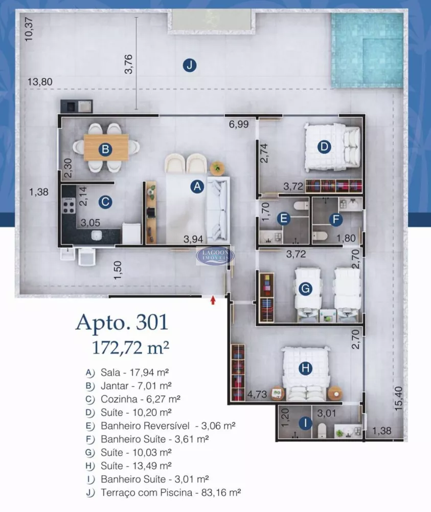 Cobertura, 3 quartos, 172 m² - Foto 3