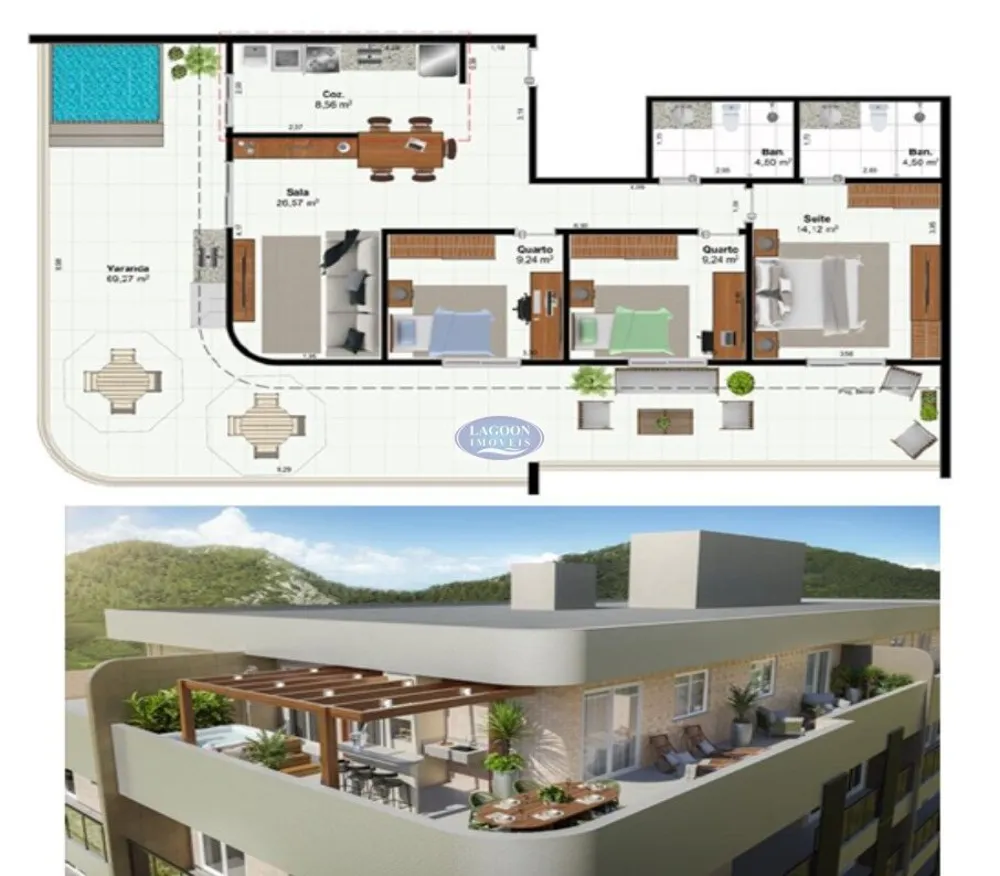 Cobertura, 3 quartos, 156 m² - Foto 2