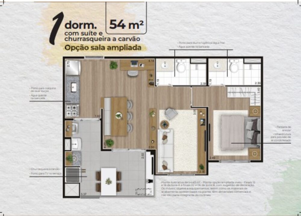 Apartamento à venda com 2 quartos, 54m² - Foto 1